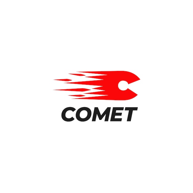 C lettera comet meteor logo design concetto illustrazione vettoriale