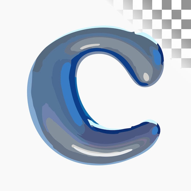 Vector c letter design stylish font blue 3d gerenderde plastic gladde ballon alfabet