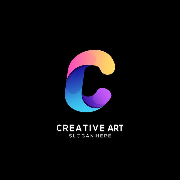 Vector c letter logo colorful design gradient