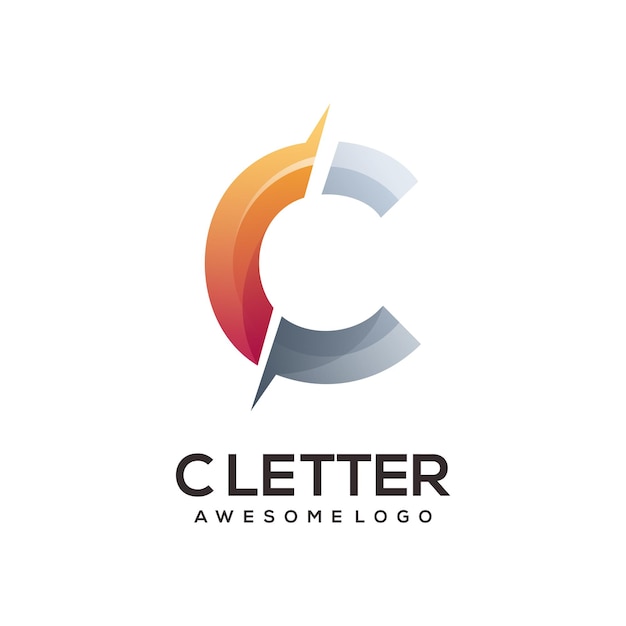 C letter logo gradient colorful illustration