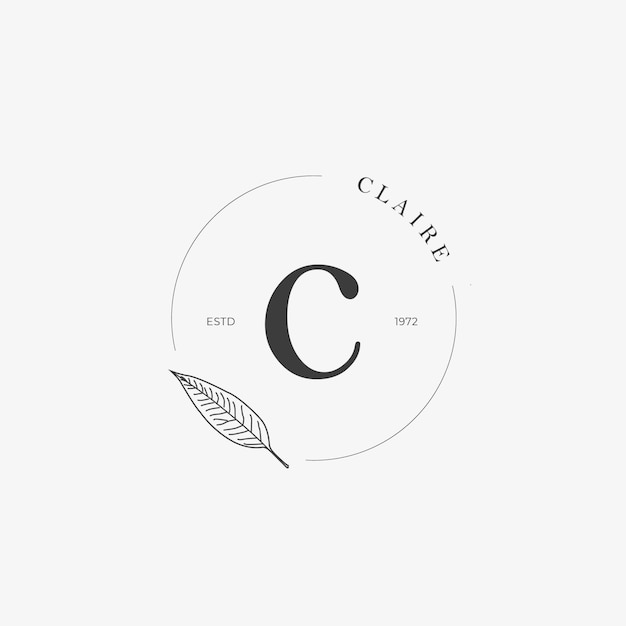 C Letter-logo met creatief bloemenconcept voor bedrijfsschoonheid, onroerend goed Premium Vector