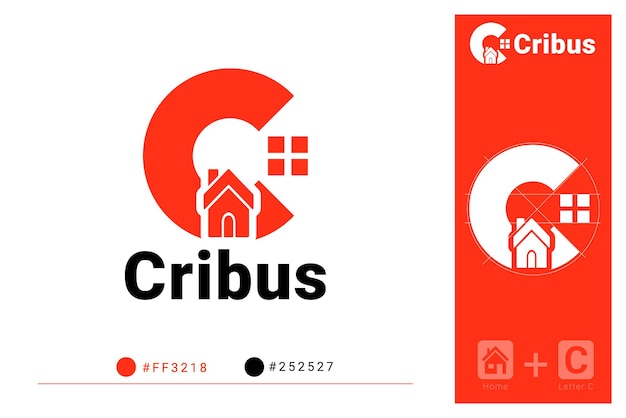 C 文字のモダンな不動産建物のロゴ デザイン テンプレート