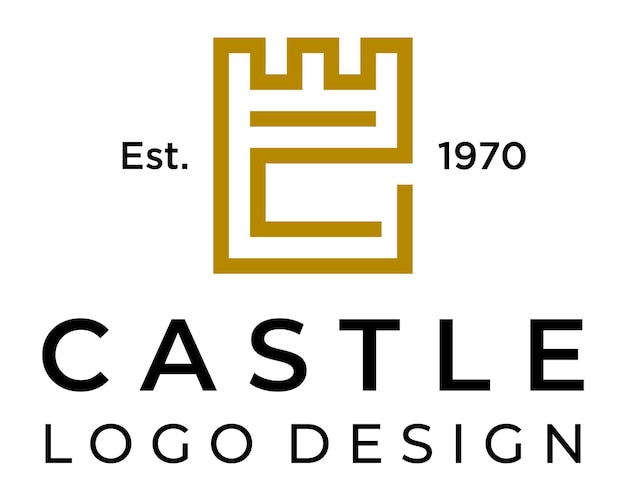 C letter monogram castle logo design.