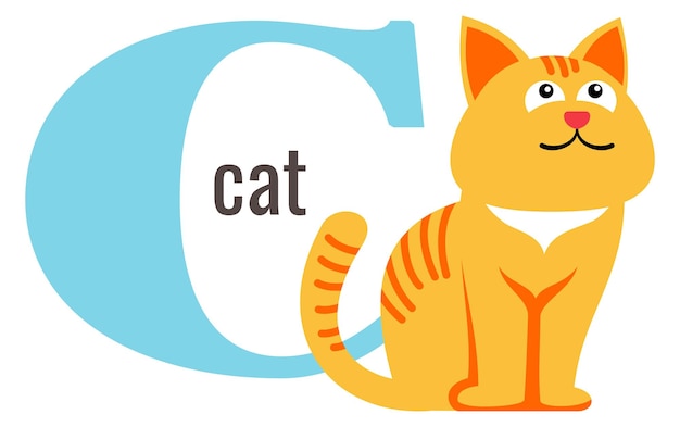 C letter symbol Cartoon english cat card