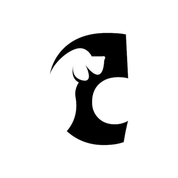 부정적 인 공간 개 로고와 함께 C 글자