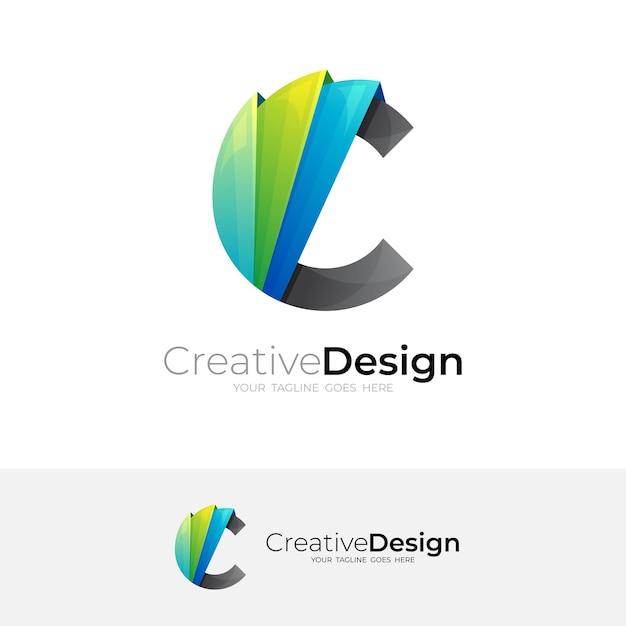 C logo, letter c logo and modern style , colorful logos