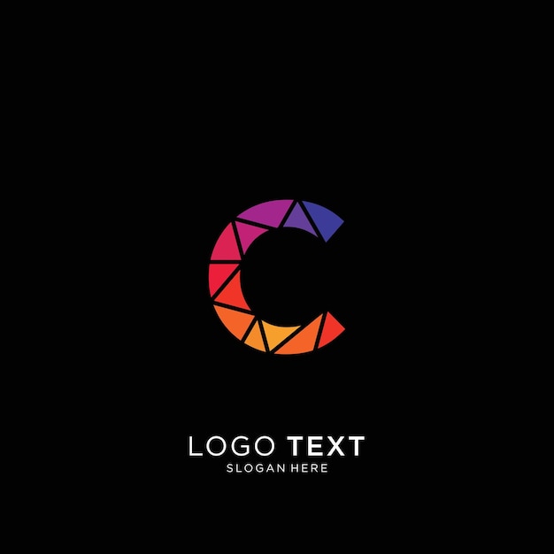 Vector c logo technology colorfull on black background