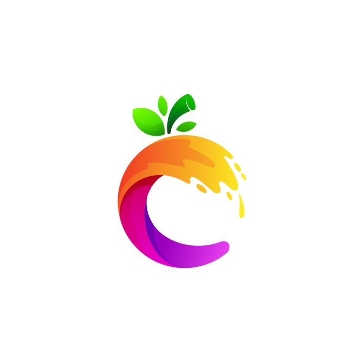 Vector c logo vers fruit icoon met de vorming van de letter c vitamine c