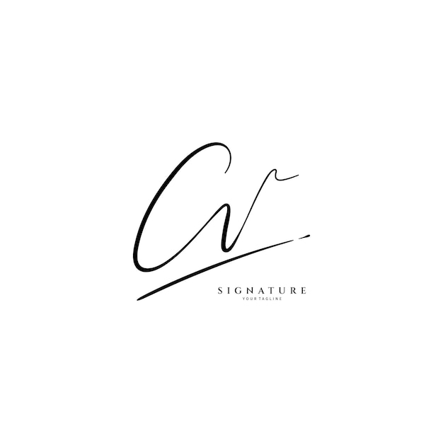 C V CV handwriting logo of initial signature