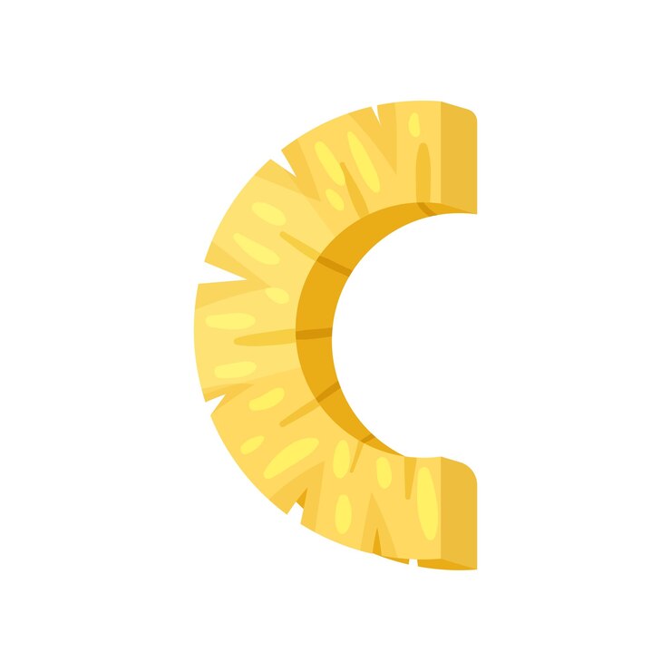 Vector c veggie fruit letter of english alphabet made from pineapple vector illustration isolated on a white background