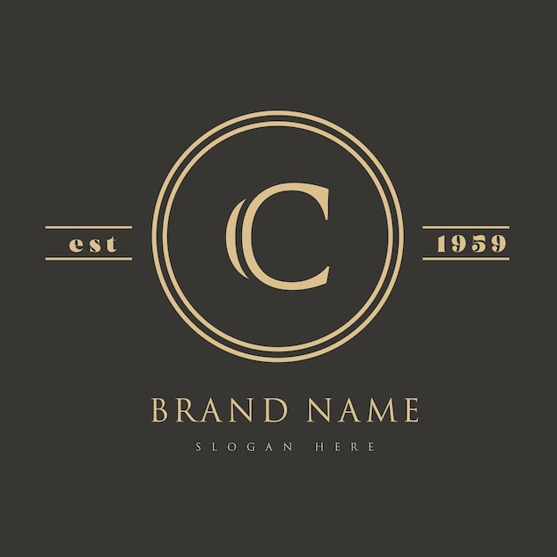 C vintage logo met luxe gouden kleuren