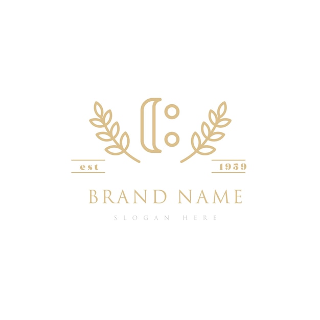 C vintage logo with luxury golden colors