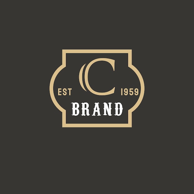 Vector c vintage logo with luxury golden colors