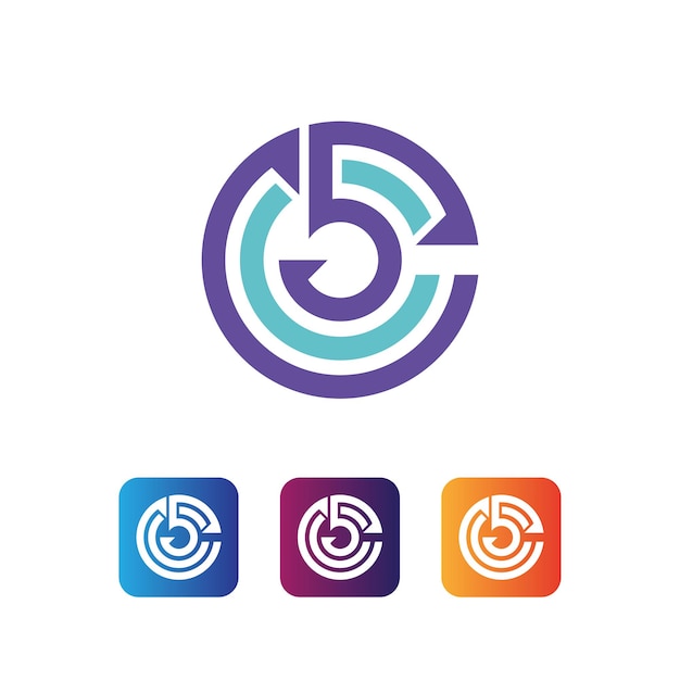 C5 로고 문자 표시 모노그램 및 앱 아이콘 디자인 벡터 템플릿