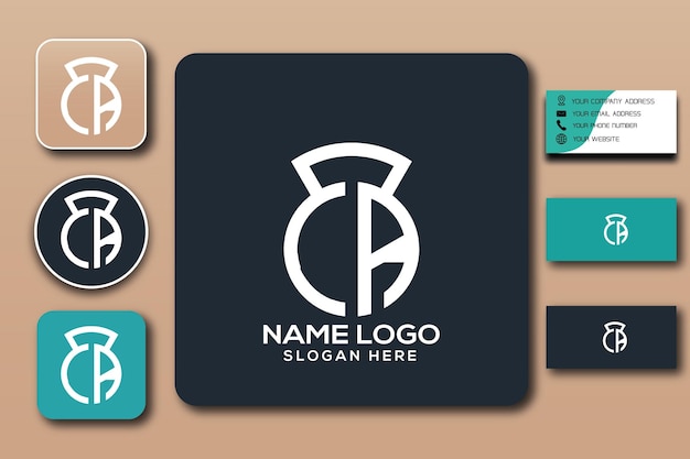 CA monogram logo template color editable