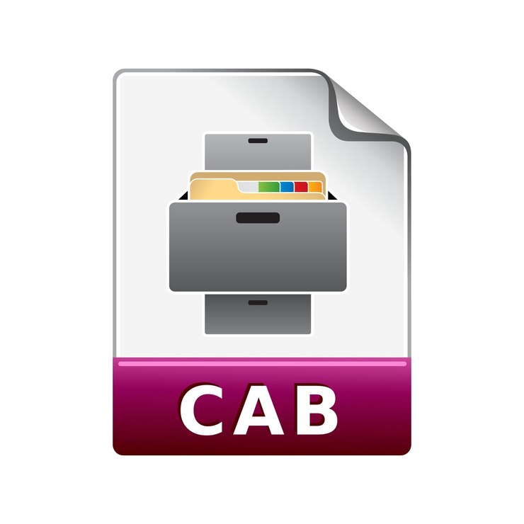 Вектор цветовая векторная иллюстрация значка формата cab-файла