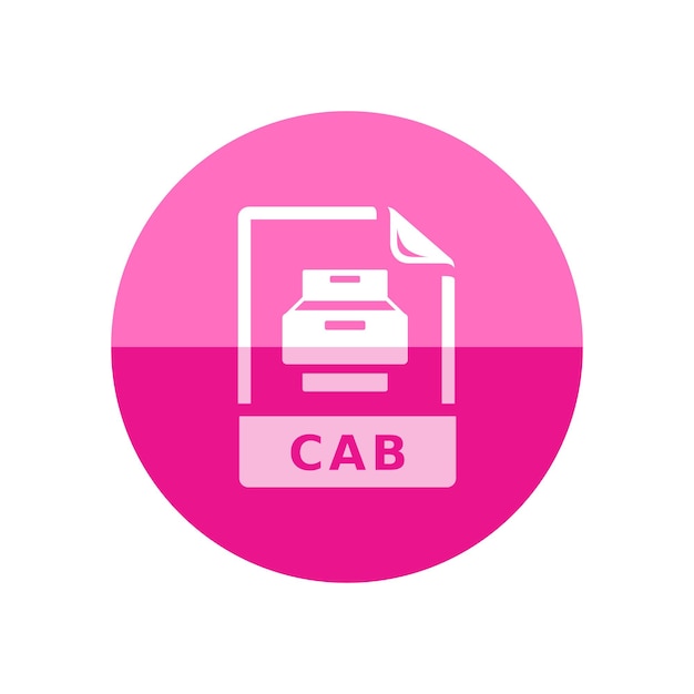 Cab file format icon in flat color circle style compressed office file data computer