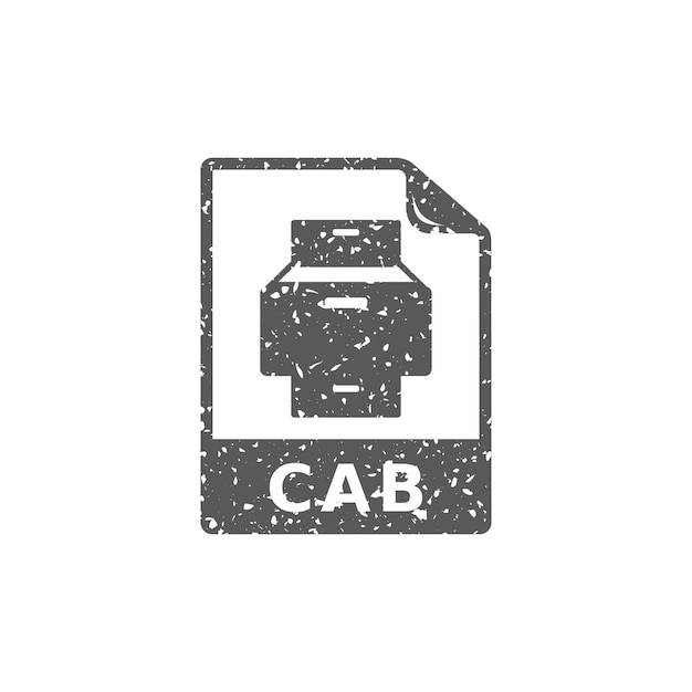 Cab file format icon in grunge texture vector illustration