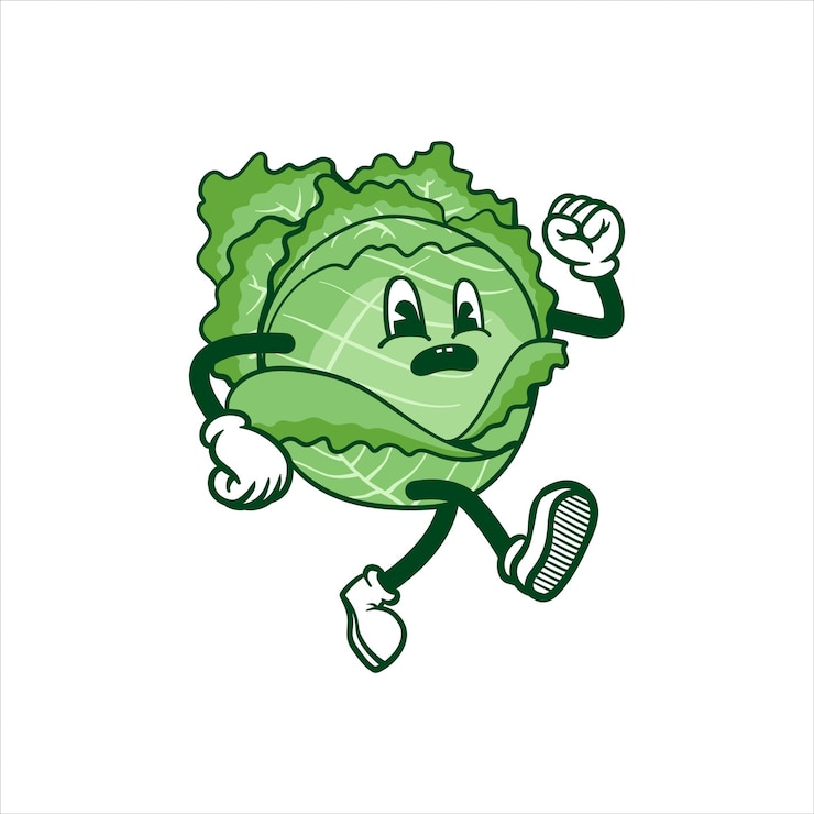 Vector cabbage groovy illustration