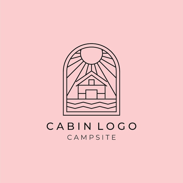 Cabin or cottage line art minimalist simple icon vector illustration design