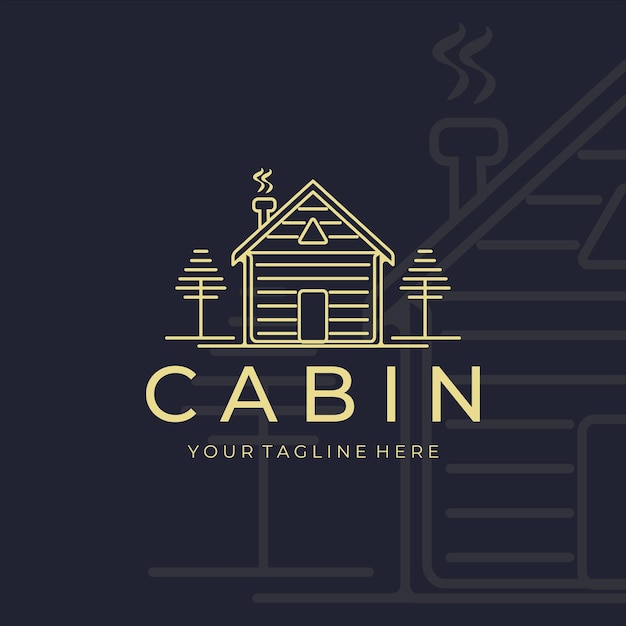 Cabin or cottage line art minimalist vector logo illustration design