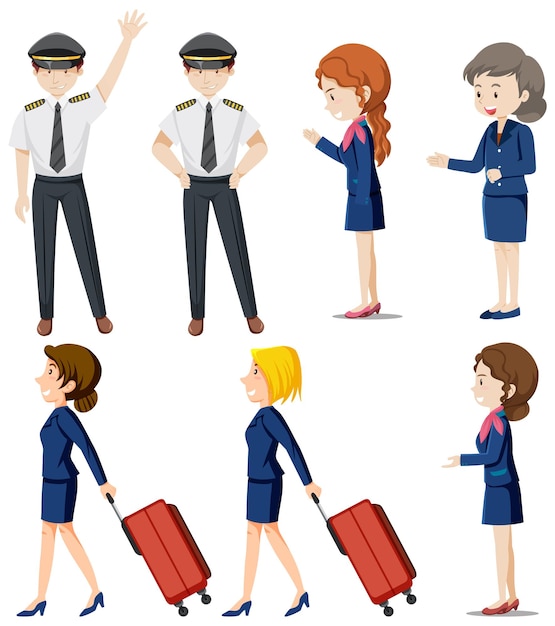 Vector cabin crew characters vector collection