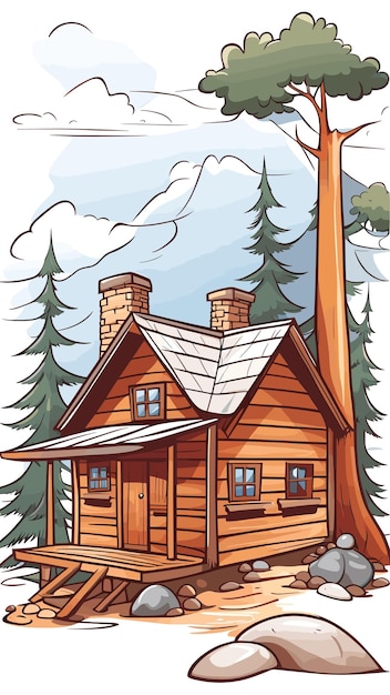 Vector cabin drawing cartoon artwork vector