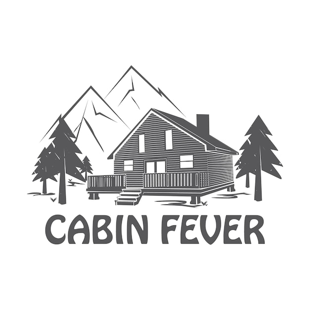 cabin fever illustration t shirt design template