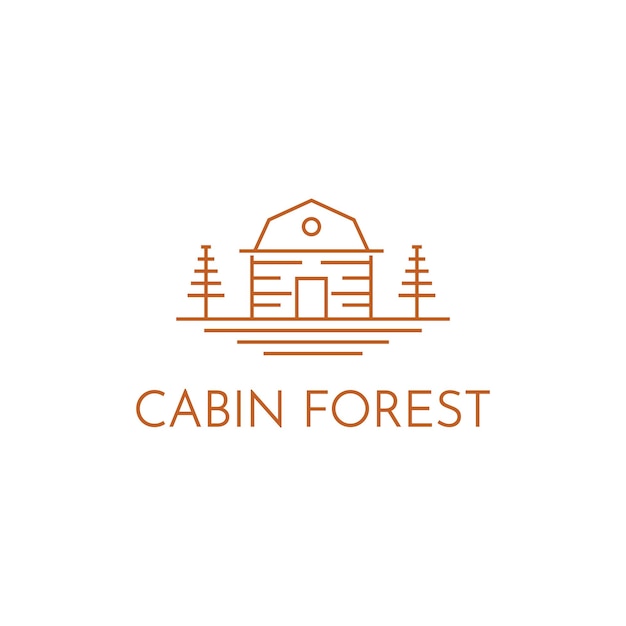 Cabin forest cottage logo design minimalist with pine tree