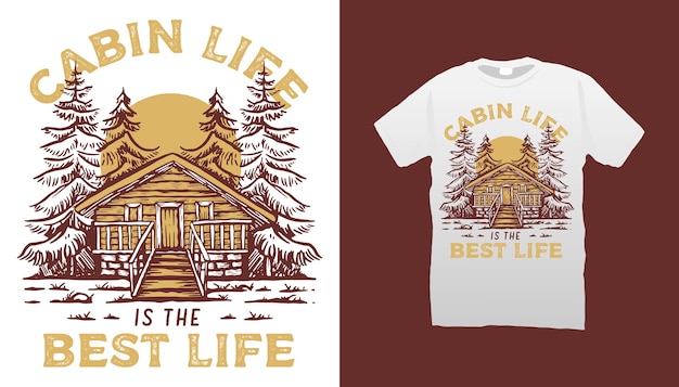 Cabin illustration tshirt design