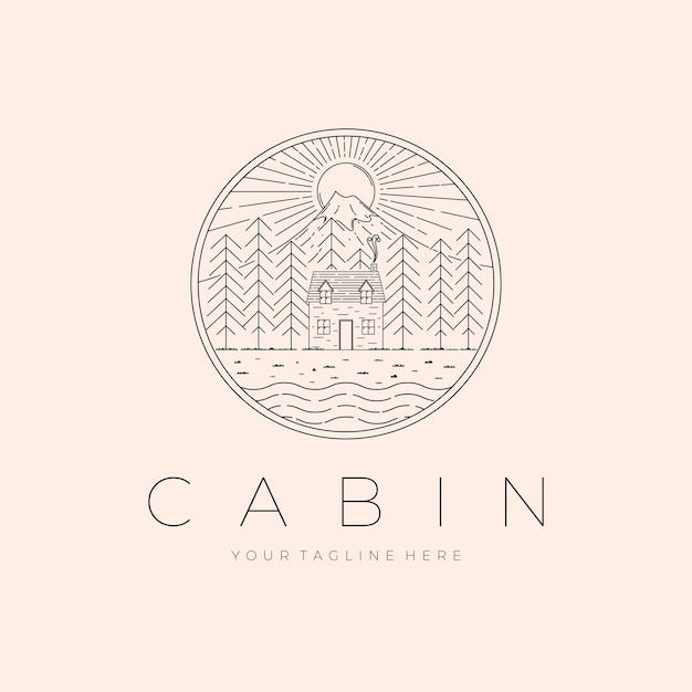 Cabin landscape logo vector illustration design outdoor logo design