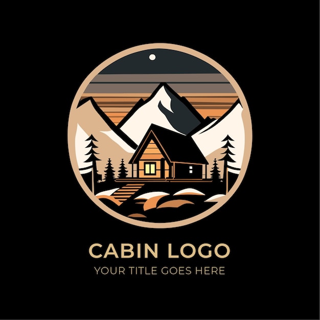 Cabin logo design template vector illustration of a log cabin in the mountains