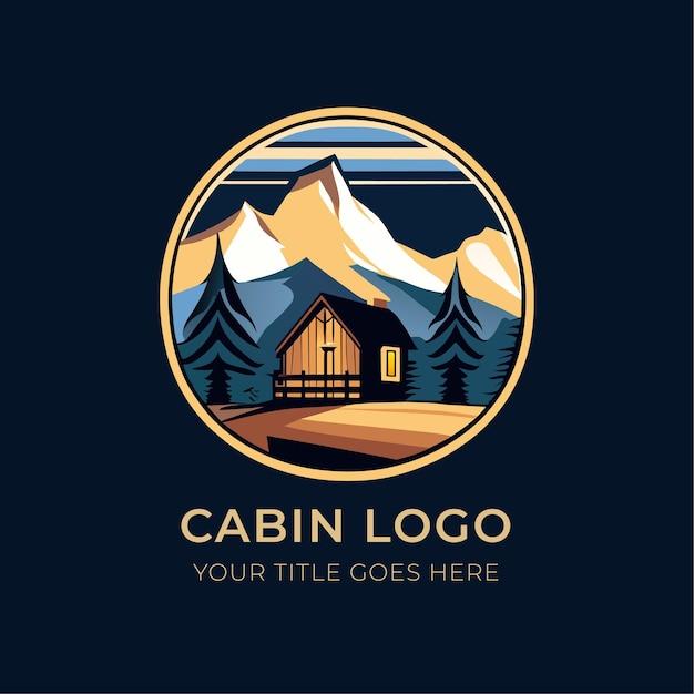 Cabin logo design template vector illustration of a log cabin in the mountains