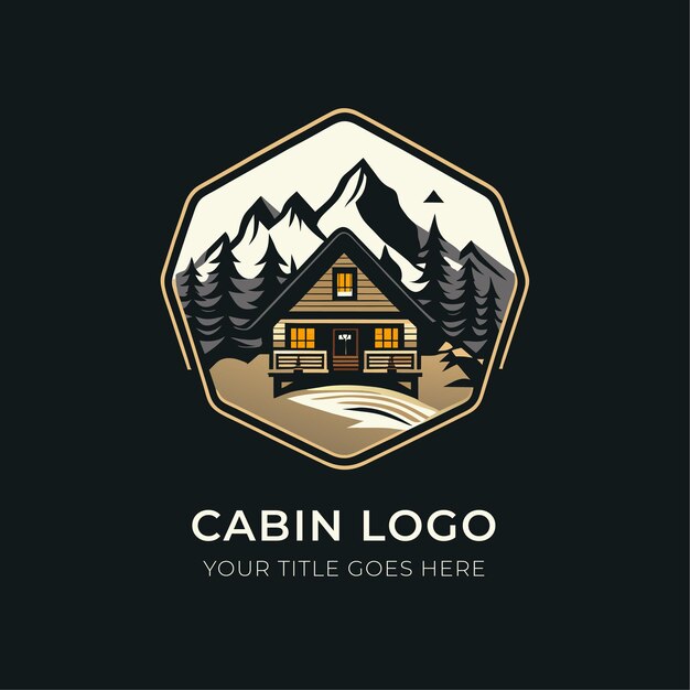 Cabin logo design template vector illustration of a log cabin in the mountains