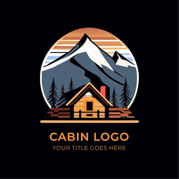 Cabin logo design template vector illustration of a log cabin in the mountains