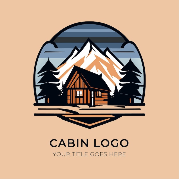 Cabin logo design template vector illustration of a log cabin in the mountains