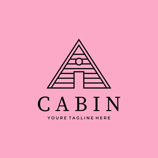 cabin logo line art minimalist vector design illustration