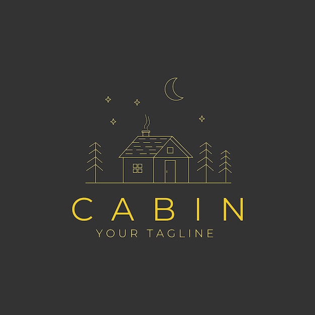 cabin logo vector line art symbol illustration design