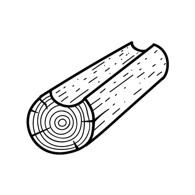 Vector cabin wood log hand drawn vector illustration