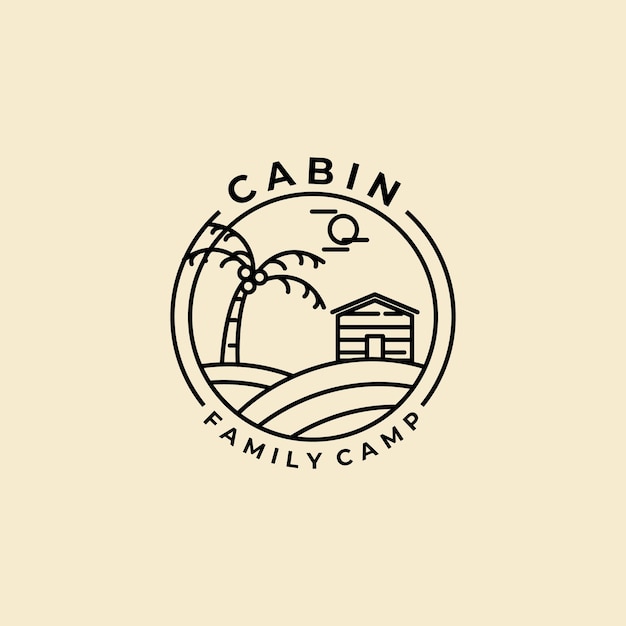 Cabine lijn kunst minimalistische eenvoudige vector logo badge illustratie ontwerp