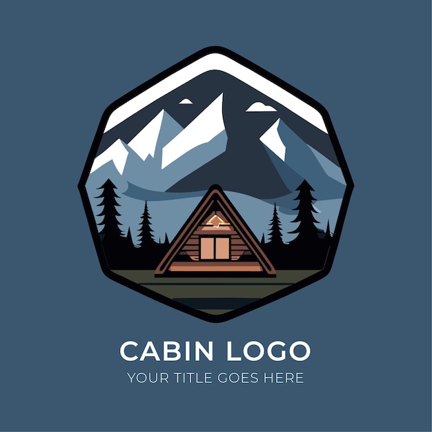 Cabine logo ontwerp sjabloon vectorillustratie van een blokhut in de bergen