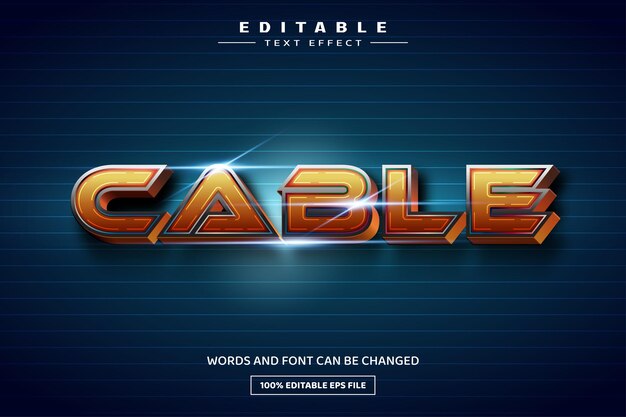 Cable 3D editable text effect template