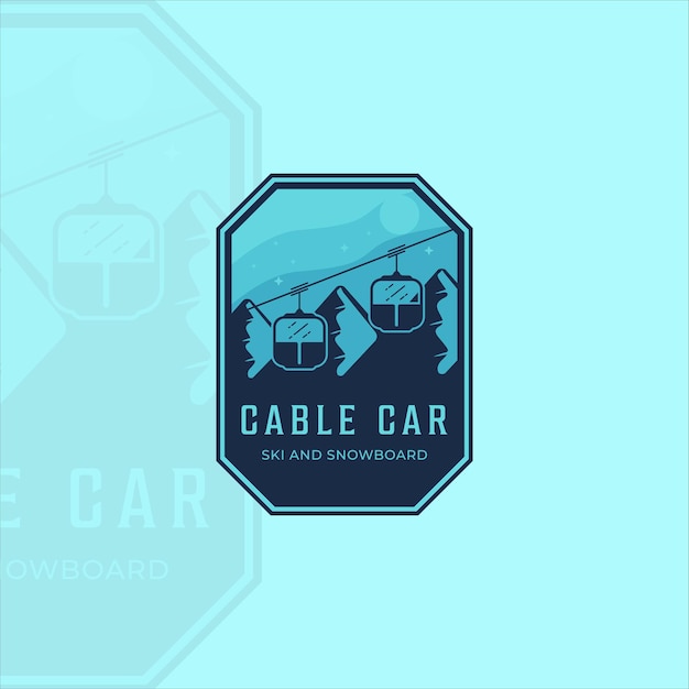 Cable car or gondola emblem logo vintage vector illustration template icon graphic design transportation business travel for vacation at mountain sign and symbol with badge