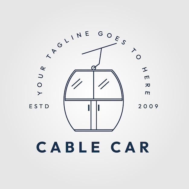 Cable car line art logo icon and symbol vector illustration design