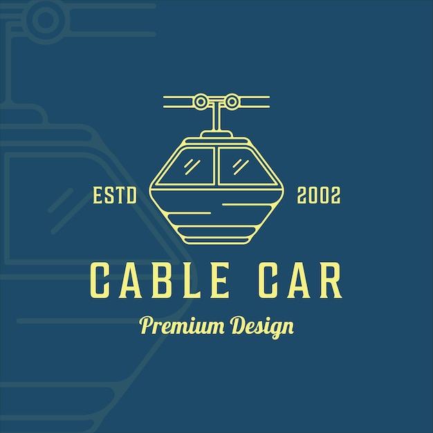 케이블카 또는 곤돌라 로고 라인 아트 간단한 미니멀리스트 벡터 일러스트 템플릿 아이콘 그래픽 디자인 교통 비즈니스 여행 산에서 휴가