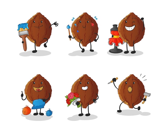 Cacao artist group character. cartoon mascot vector