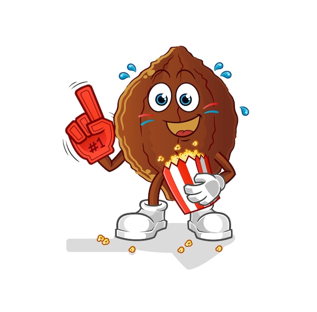 Cacao fan with popcorn illustration. character vector