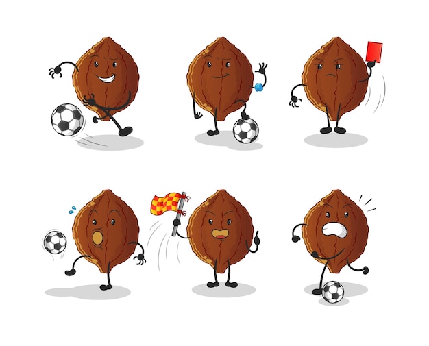 Cacao football group character. cartoon mascot vector