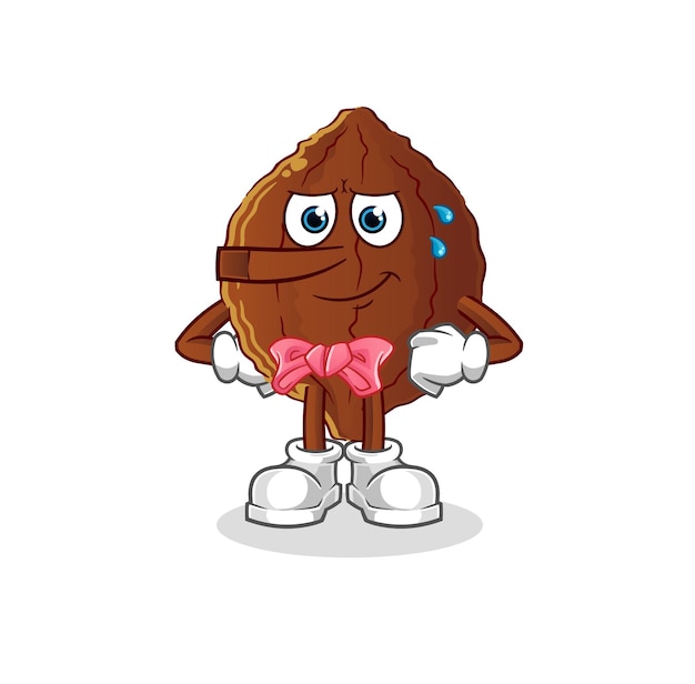 cacao lie like Pinocchio character. cartoon mascot vector