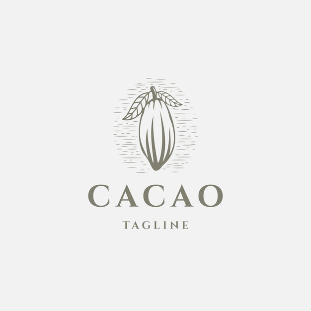 Illustrazione vettoriale piatta del modello di progettazione dell'icona del logo del cacao